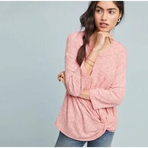 Anthropologie Twist Front Ribbed Pullover Top XS